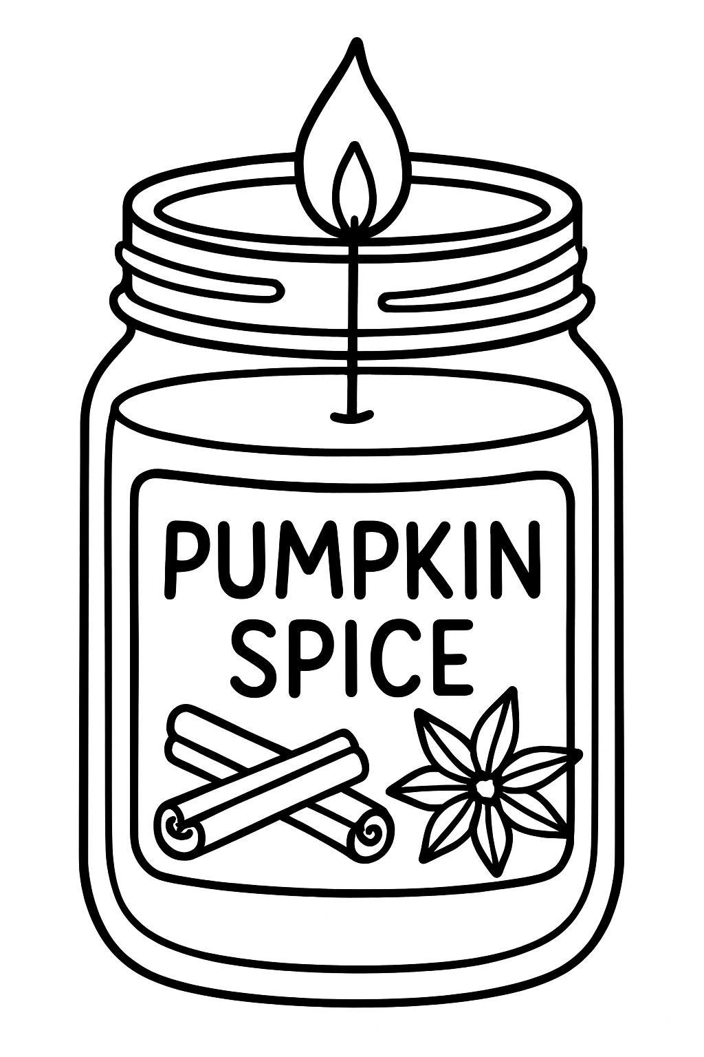 Minimalist Pumpkin Spice Candle Illustration for Coloring Book Pages