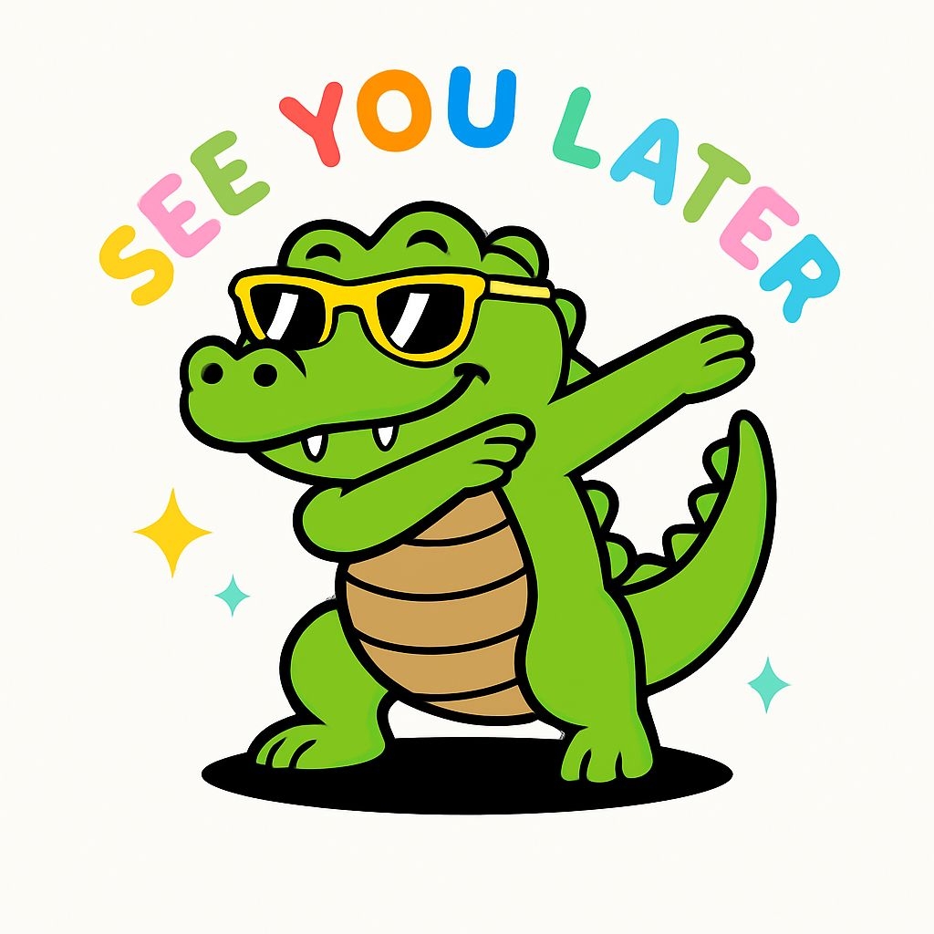 Cheerful Dancing Green Alligator with Sunglasses Sticker