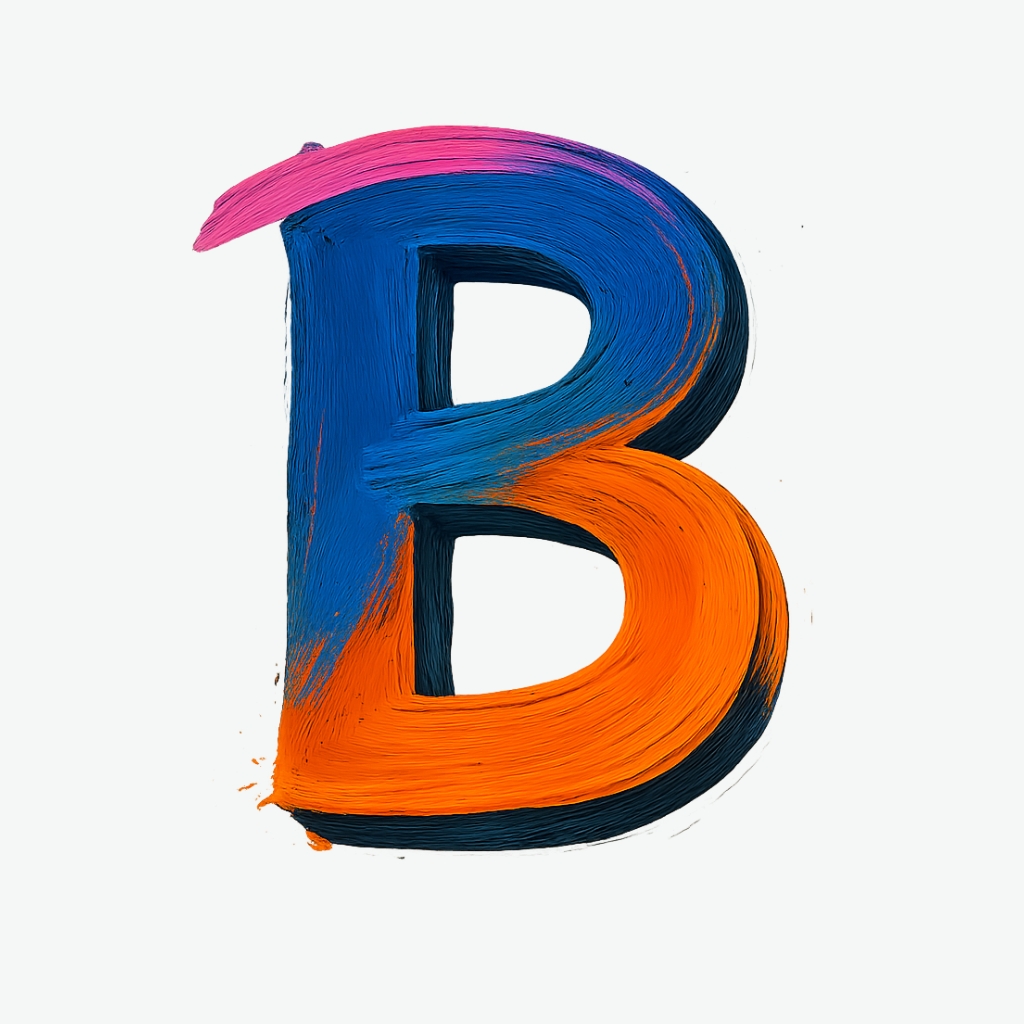 Bold Textured B and P Letter Art Design Monogram