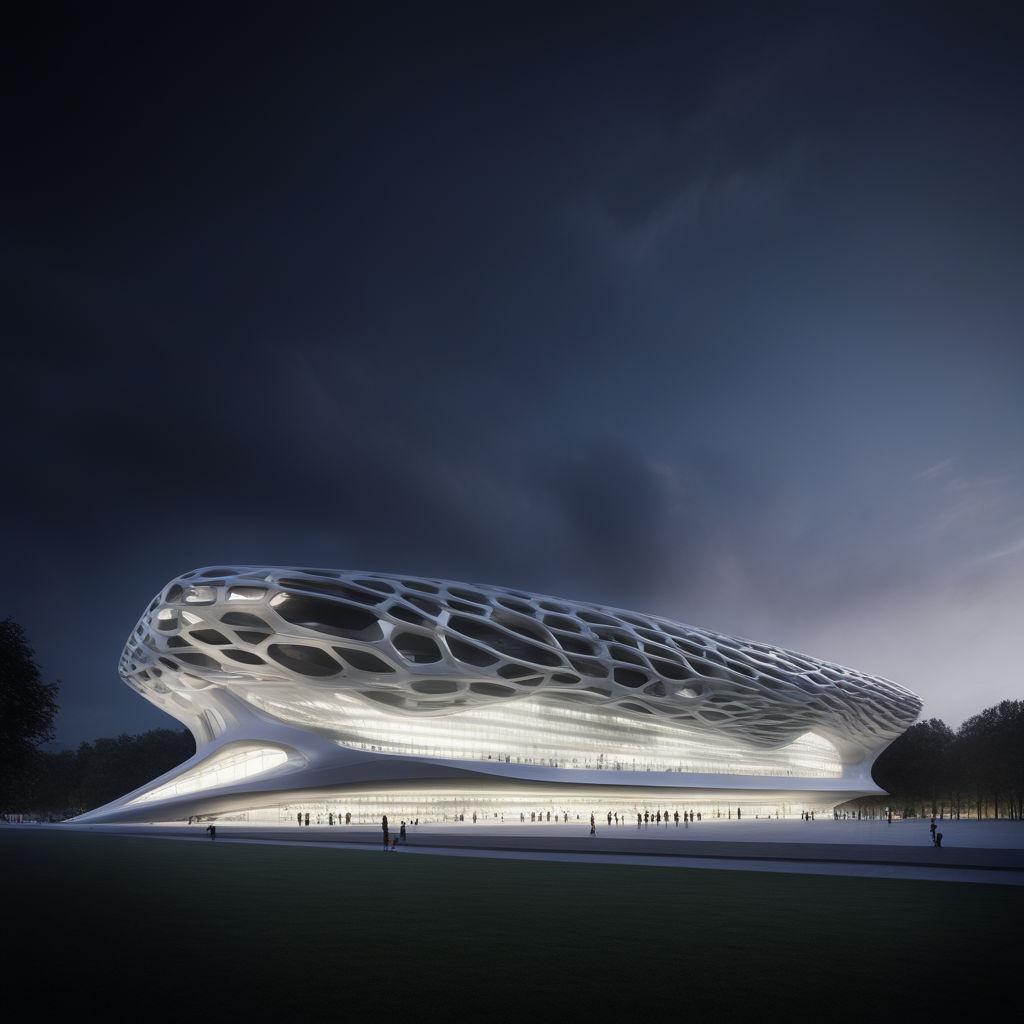 Photograph of football stadium by Zaha Hadid seen from the o... by ...