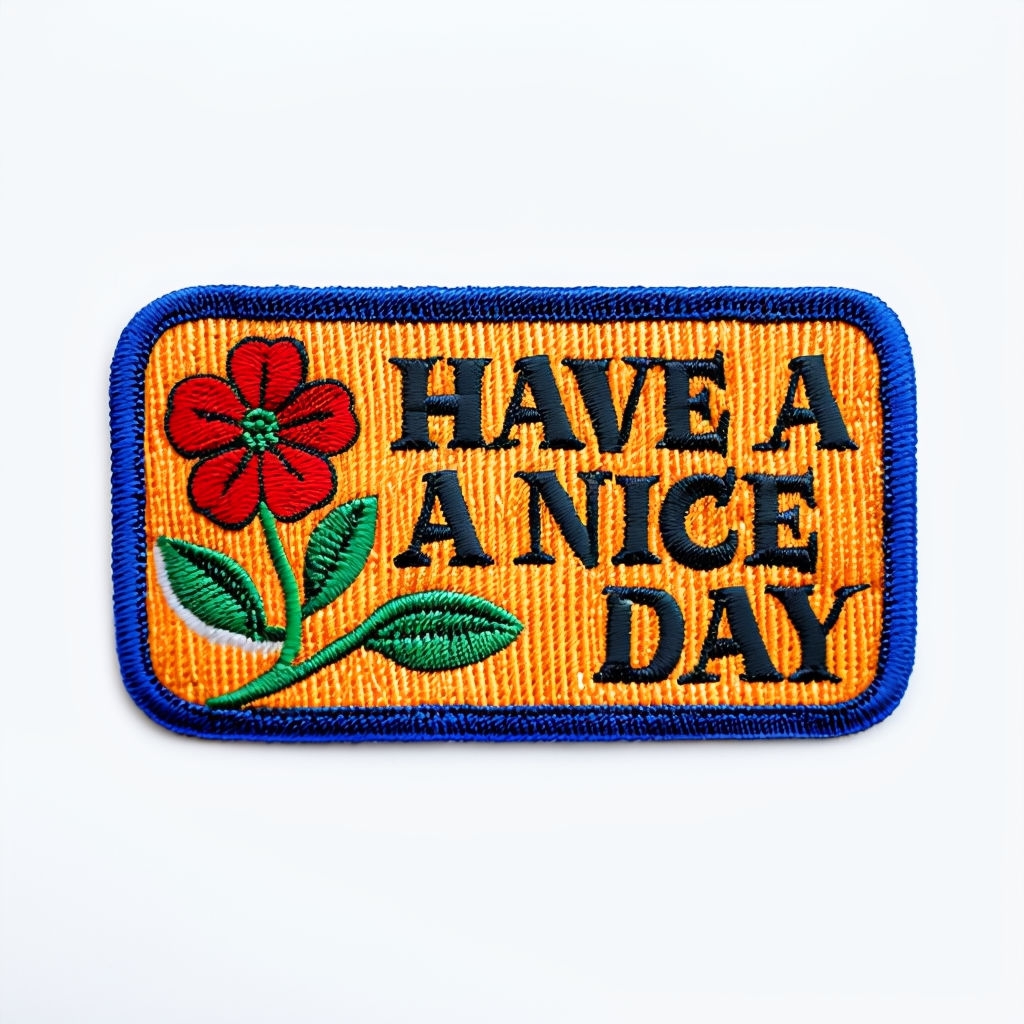 Cheerful Embroidered Have A Nice Day Patch Design for Hats