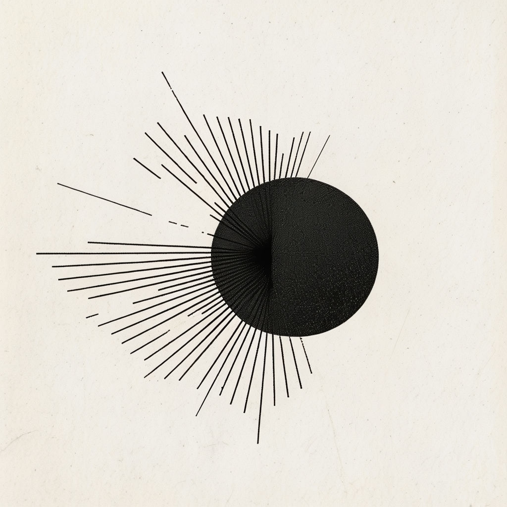 Minimalist Black Circle with Radiating Lines Art Poster