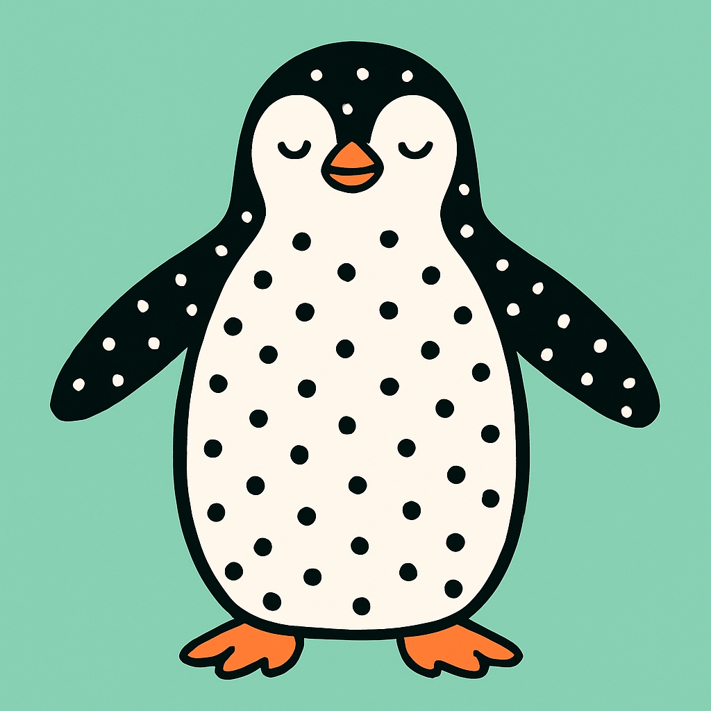 Cute Cartoon Penguin Illustration on Mint Green Background Sticker