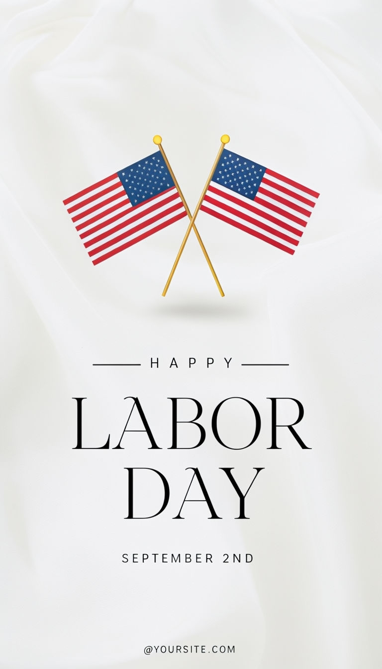 Elegant Labor Day Celebration Graphic with American Flags Poster