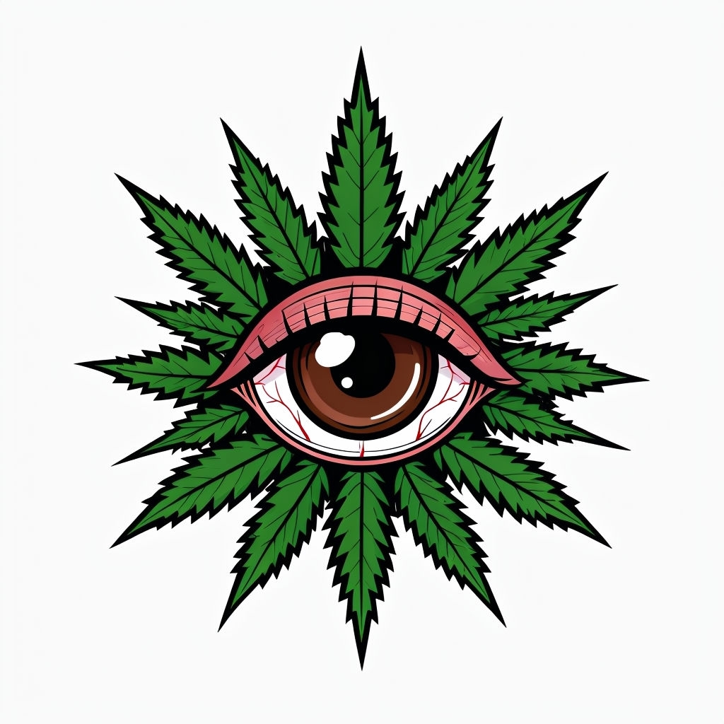 Surreal Exaggerated Eye with Cannabis Leaves T-Shirt