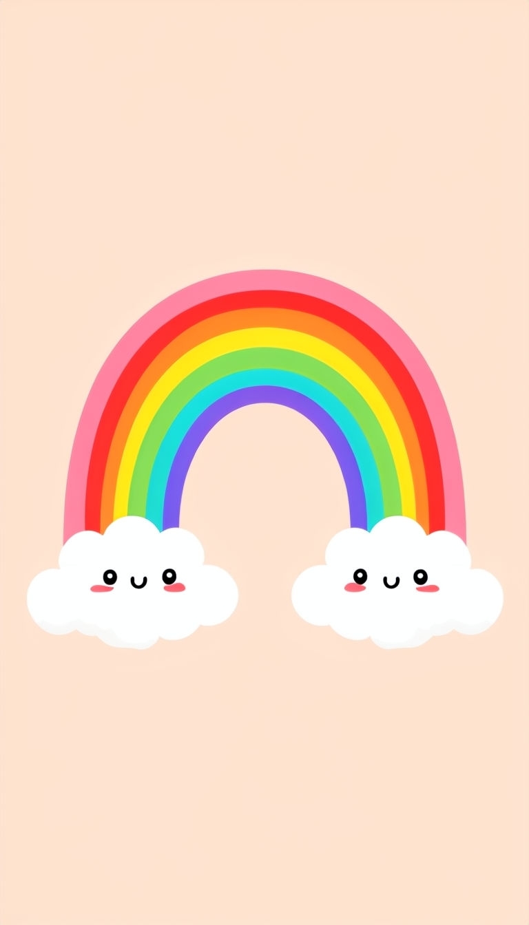 Vibrant Rainbow and Cute Clouds Cartoon Phone Case Cover