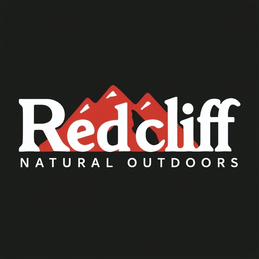 Bold Modern Redcliff Logo with Mountain Peak Icon for Outdoors Logo