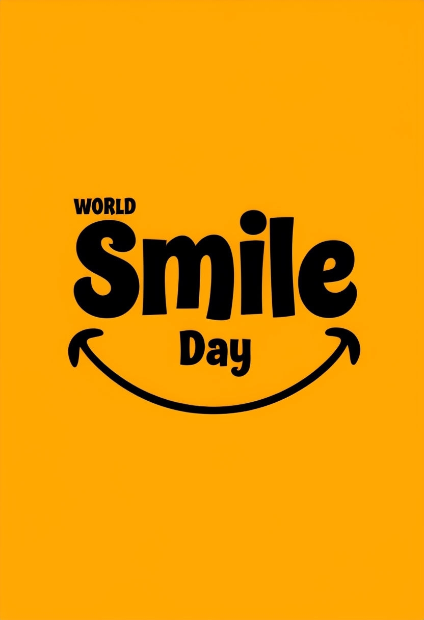 Cheerful World Smile Day Minimalist Typography Poster