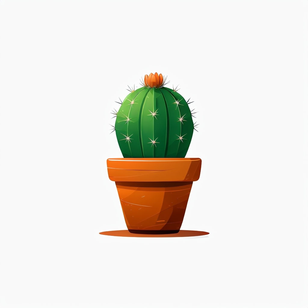 Charming Green Cactus in Rustic Clay Pot Artwork Poster