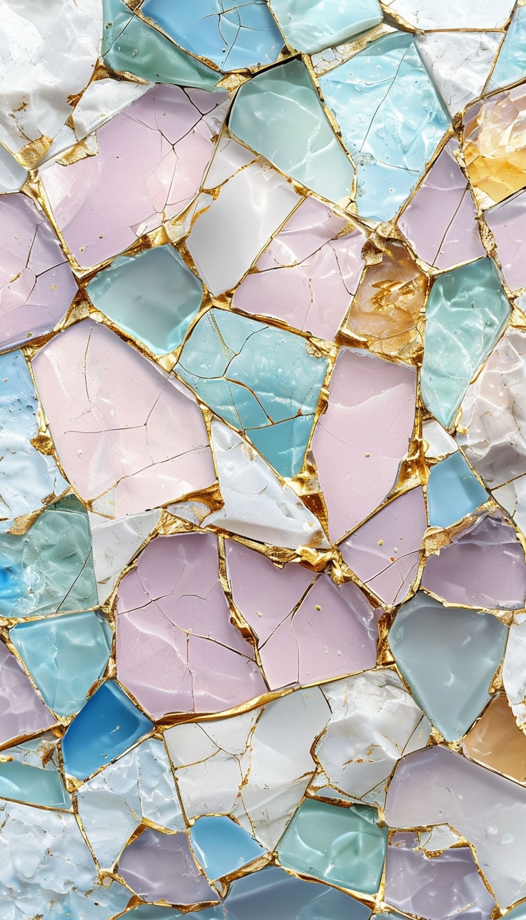 Pastel Mosaic Pattern with Gold Filler Phone Case Cover