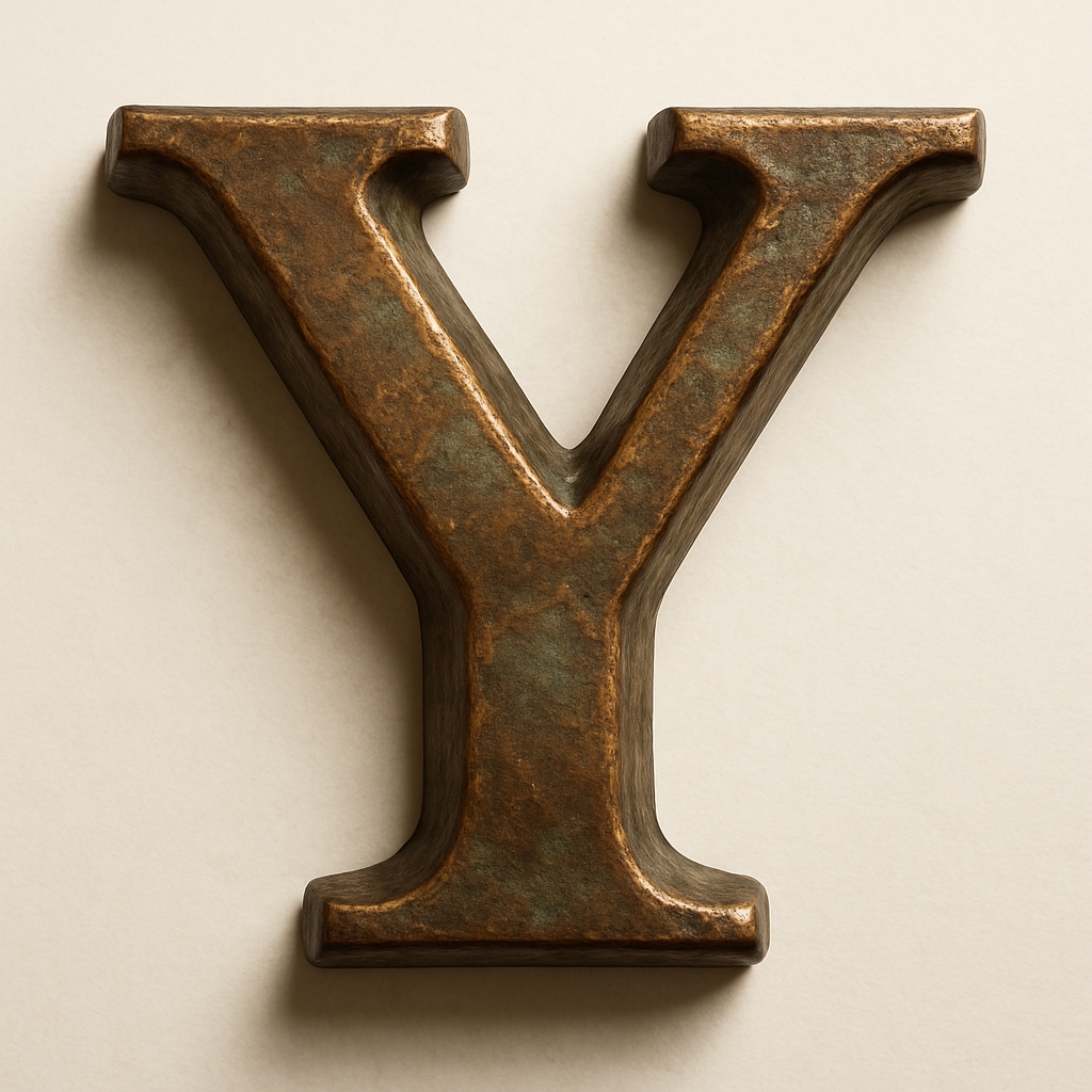 Rustic Aged Bronze Letter Y Vintage Monogram Design