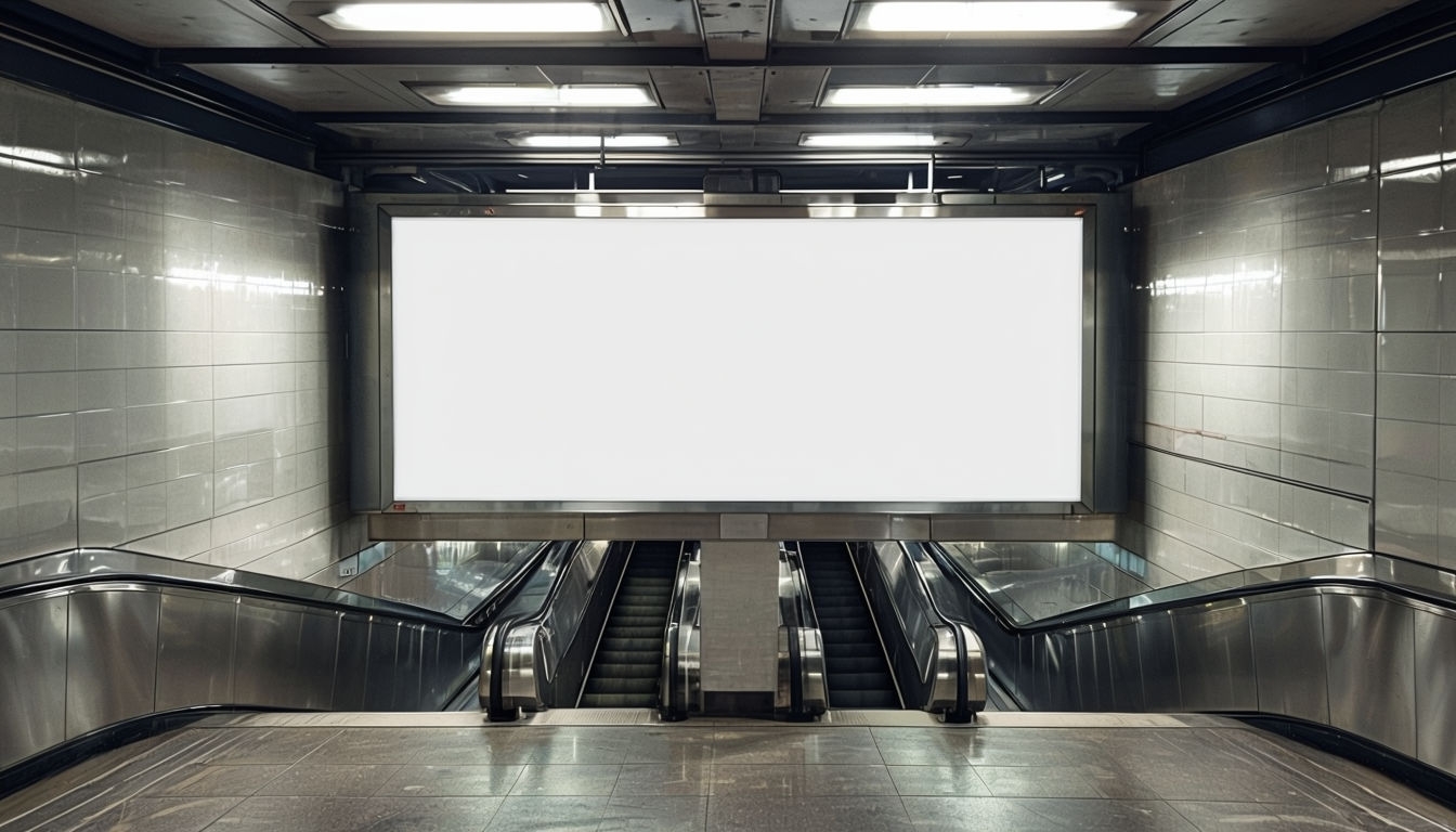Modern Subway Entrance with Blank Billboard Mockup