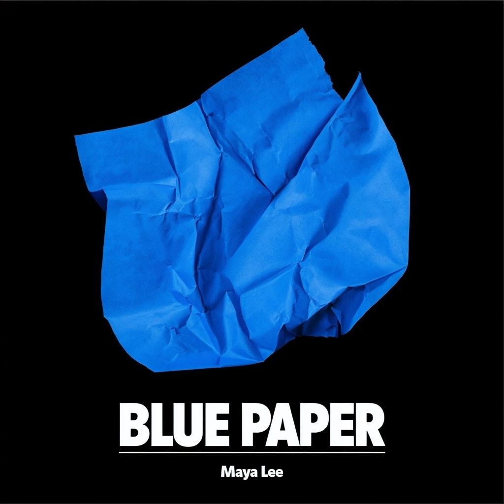Minimalist Blue Paper Album Cover with Bold Text Design Spotify Album Cover