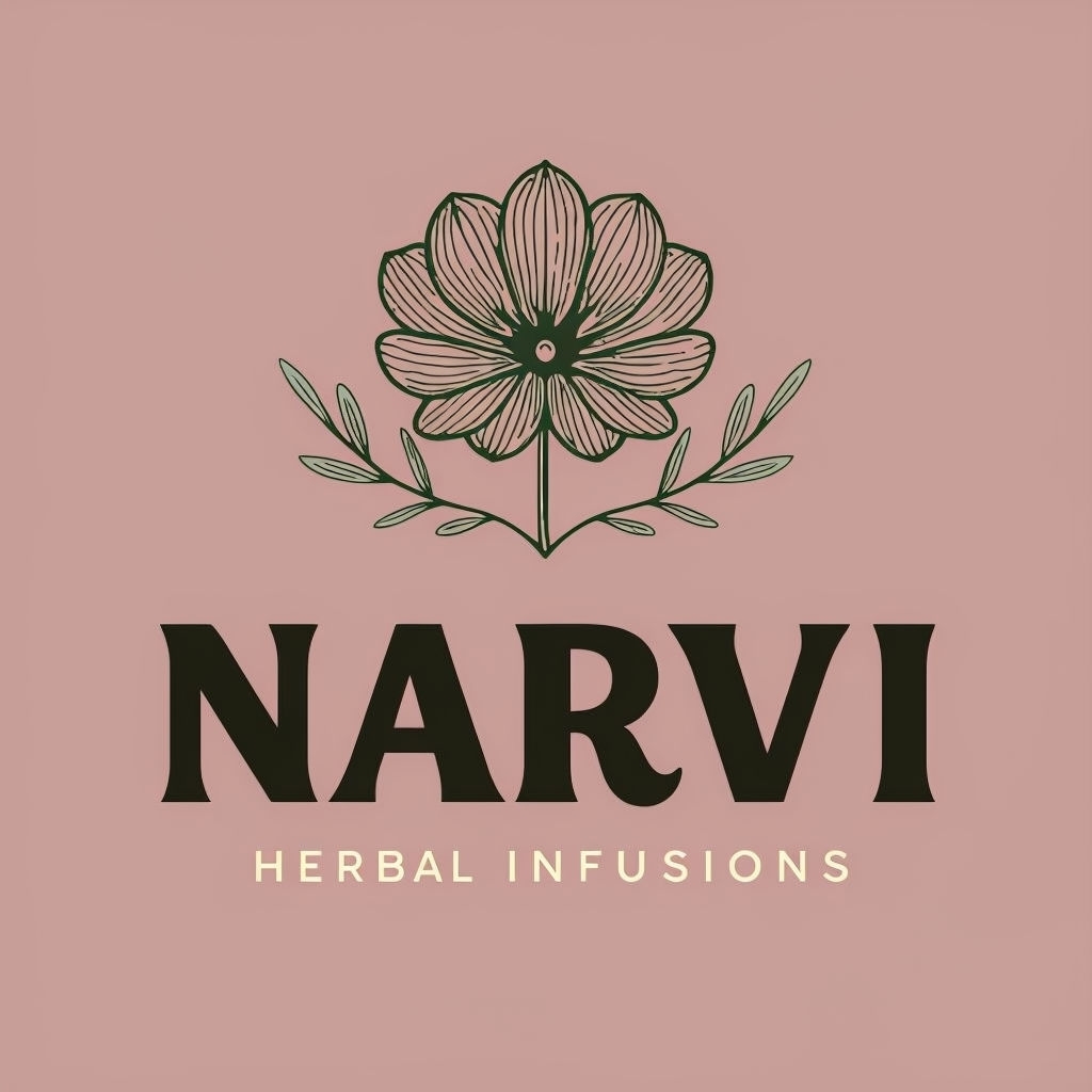 Minimalist Botanical Tea Brand Logo for NARVI Herbal Infusions Logo