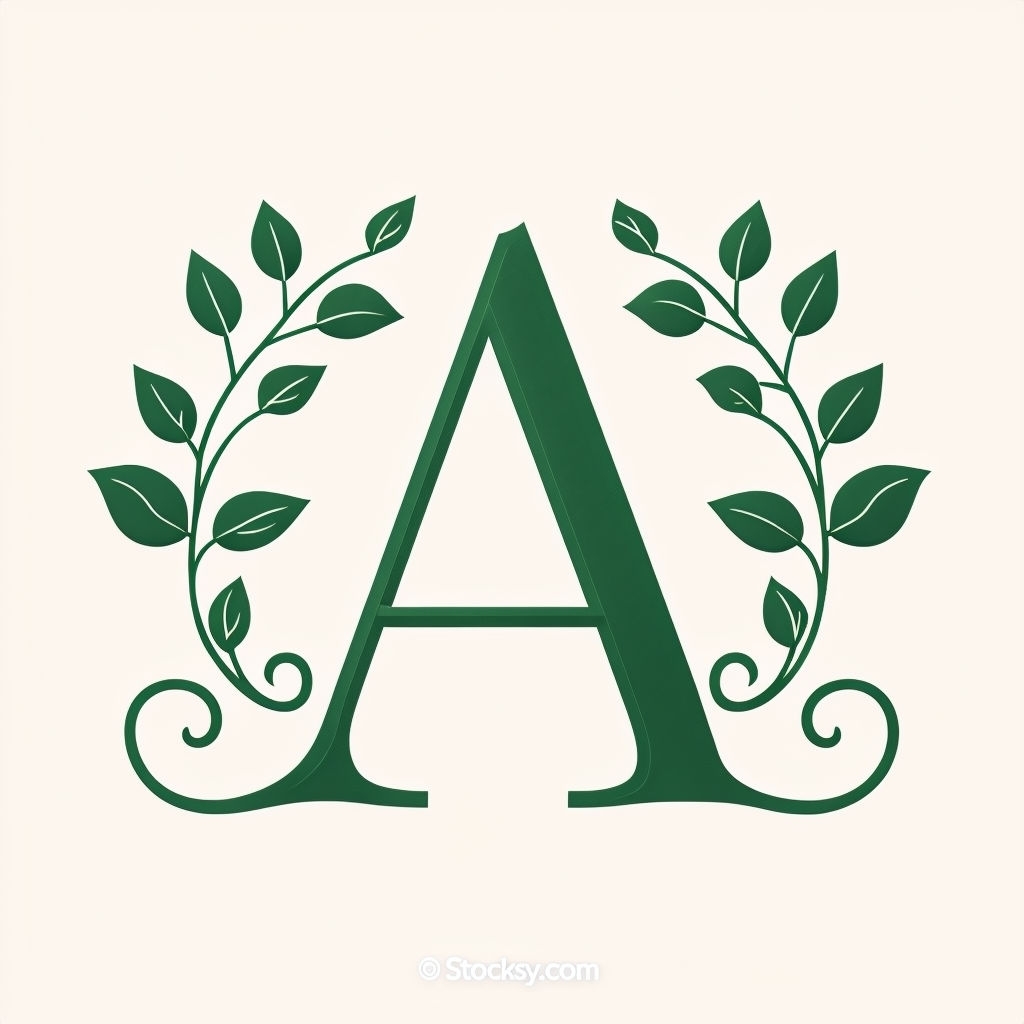 Elegant Botanical Letter A Illustration for Logo