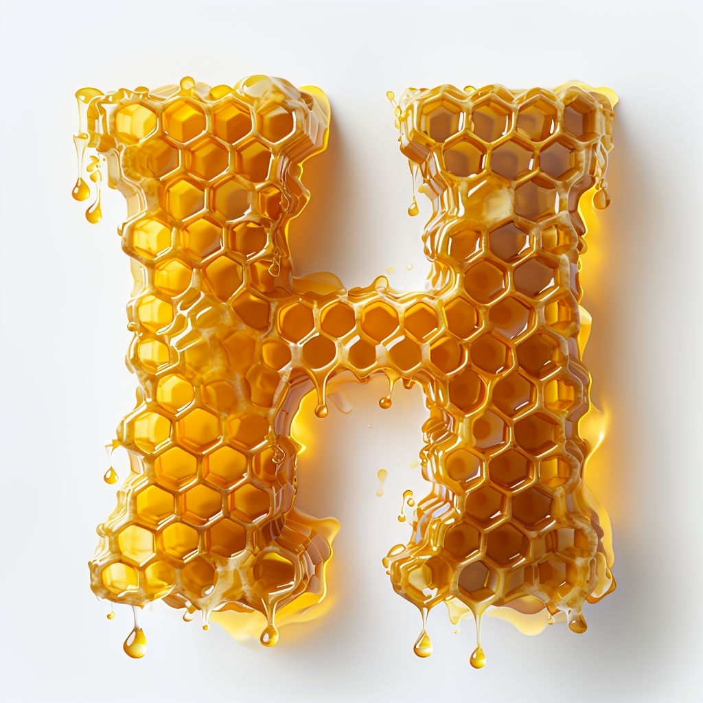 Golden Honeycomb Letter H Illustration Monogram