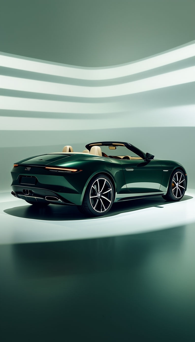 Sleek Dark Green Luxury Convertible Car Photography Mobile Wallpaper