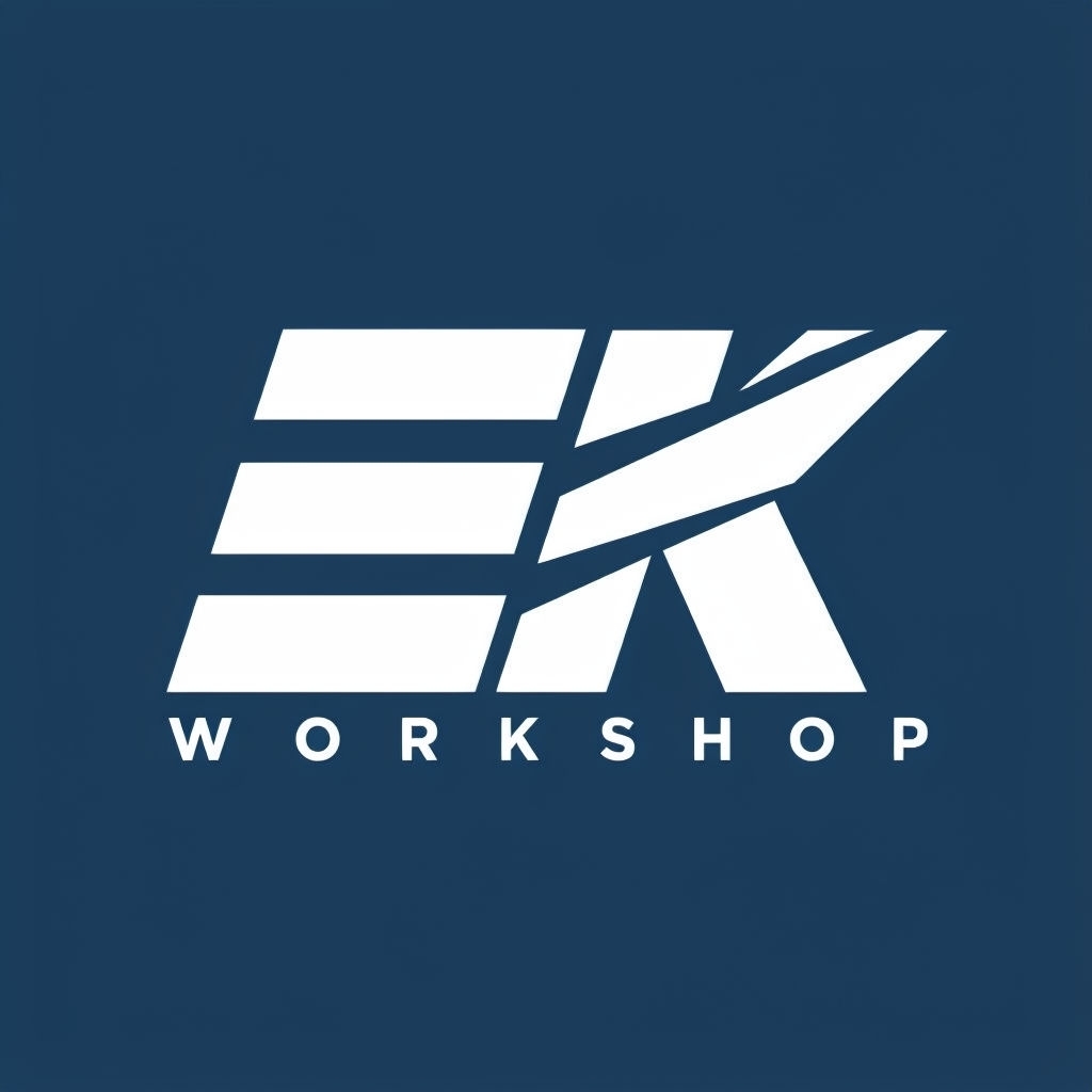 Bold Modern EK Monogram Design on Navy Blue Background Monogram