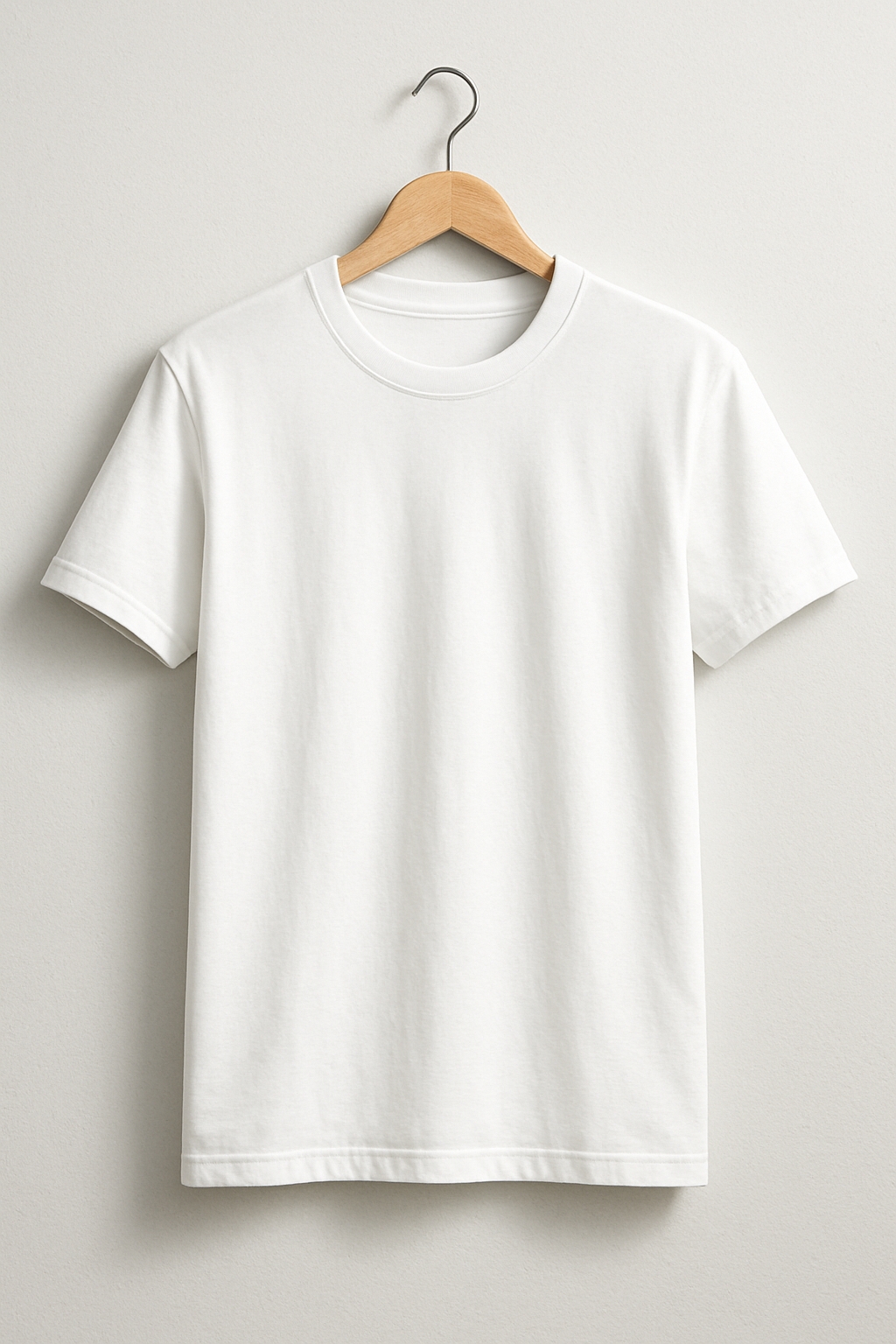 Minimalist White Short-Sleeve T-Shirt Hanging Mockup