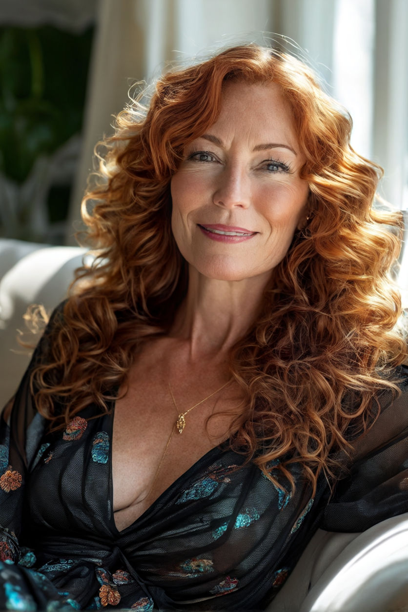 beautiful mature redhead with pretty smile