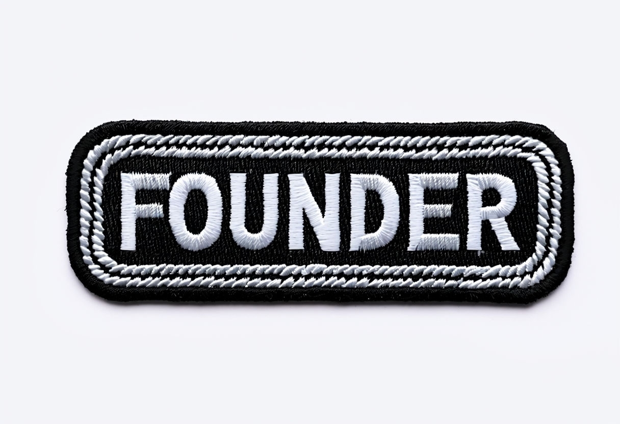 Bold Black and White FOUNDER Embroidered Patch for Hats