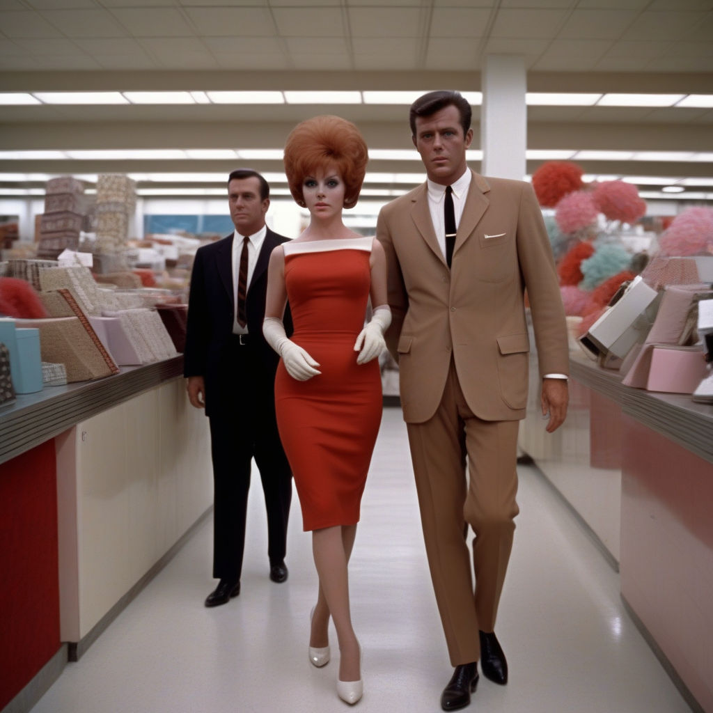 1960s era full color full body side view looking at camera stiletto high  heels Jill St. John nude with updo beehive red hair