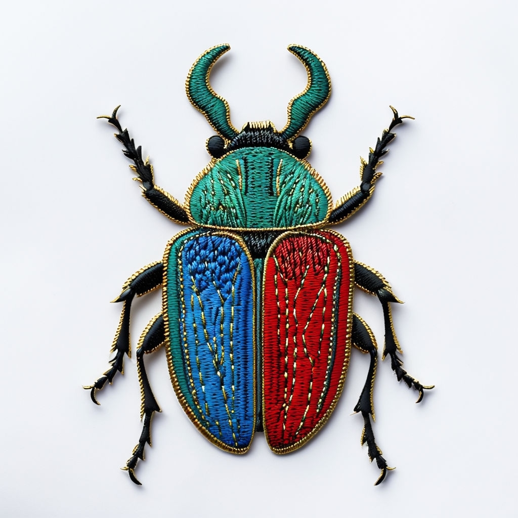 Vibrant Embroidered Beetle Design Patch for Hats