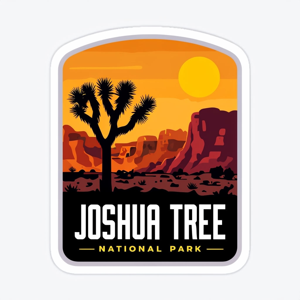 Modern Joshua Tree National Park Logo Design Sticker