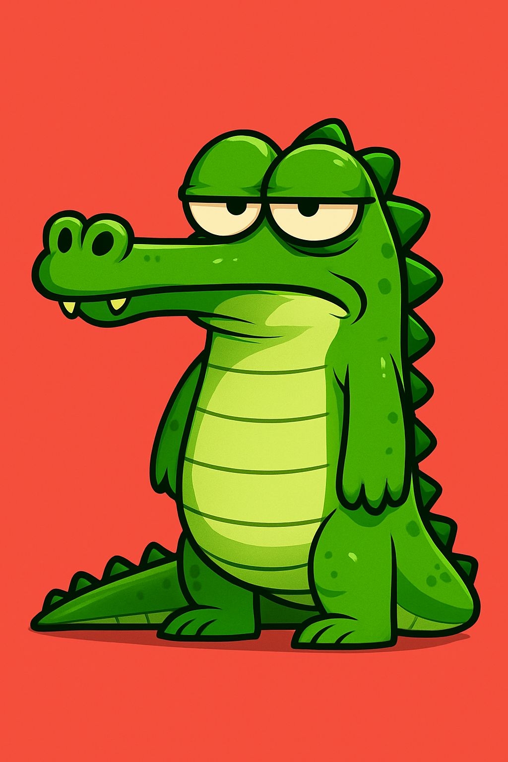 Playful Tired Cartoon Crocodile Illustration T-Shirt