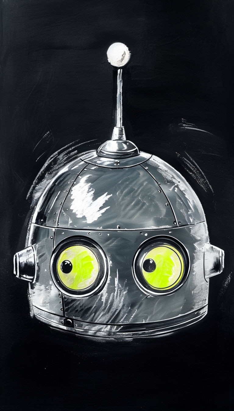 Friendly Retro Robot Head Close-Up Illustration Mobile Wallpaper