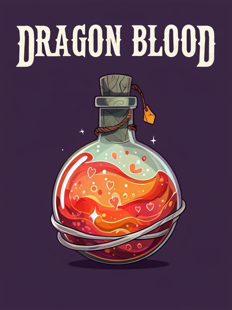 Mystical Dragon Blood Flask Illustration Art