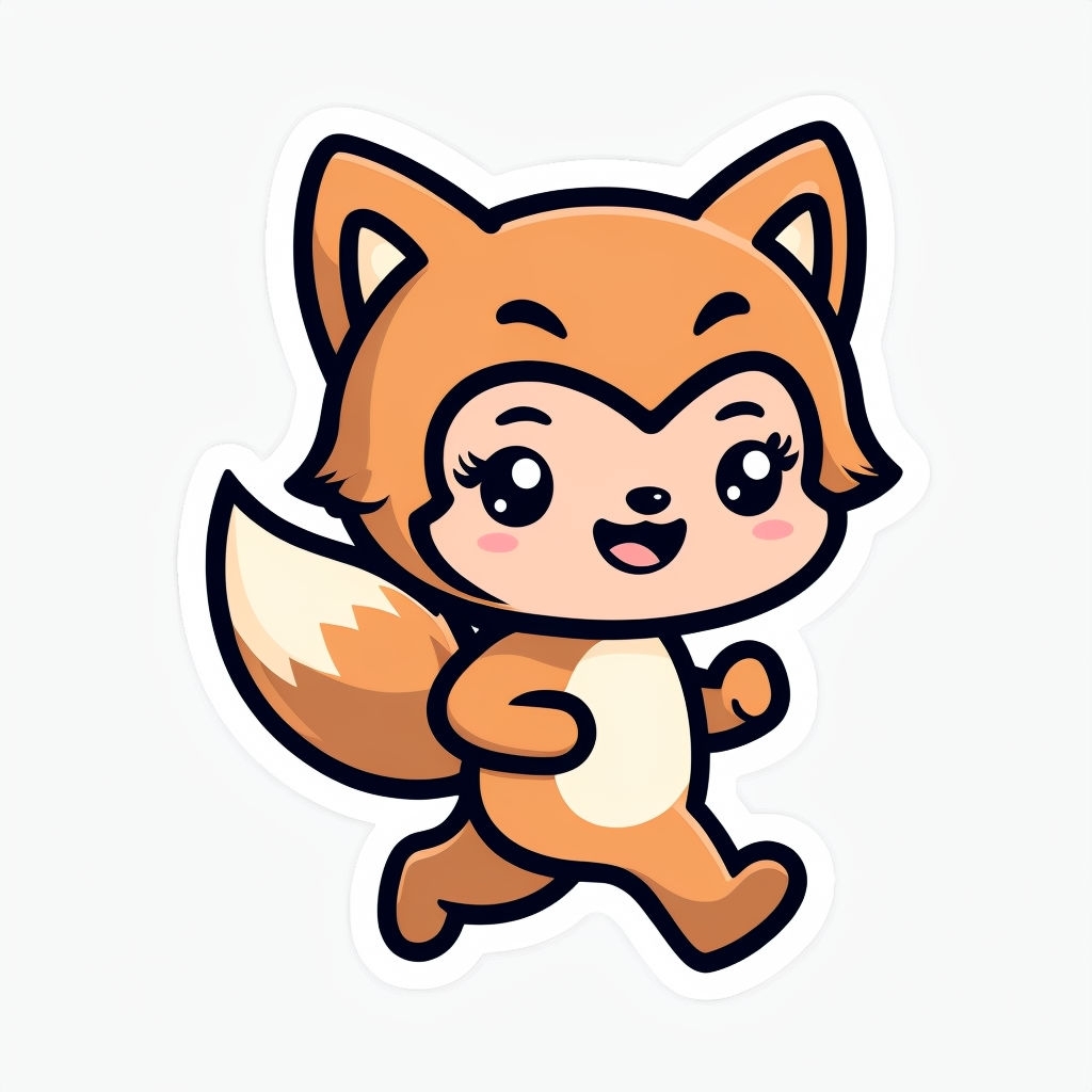 Cute Cartoon Fox Character in Costume Sticker