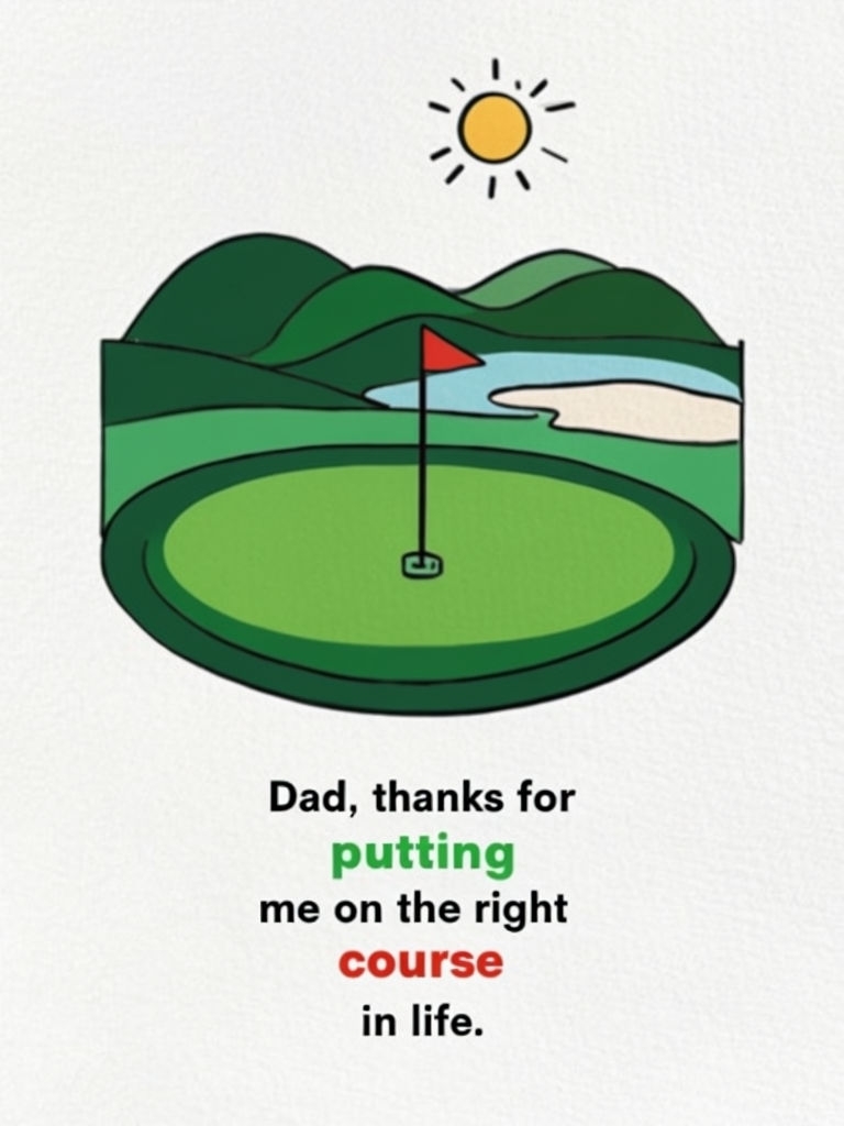 Minimalist Golf Course Cartoon Father's Day Greeting Card