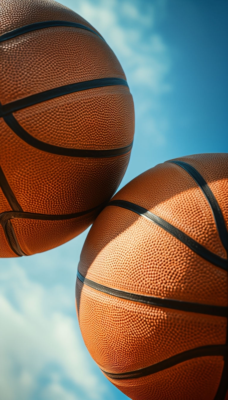Dynamic Close-Up of Two Basketballs in Motion Mobile Wallpaper