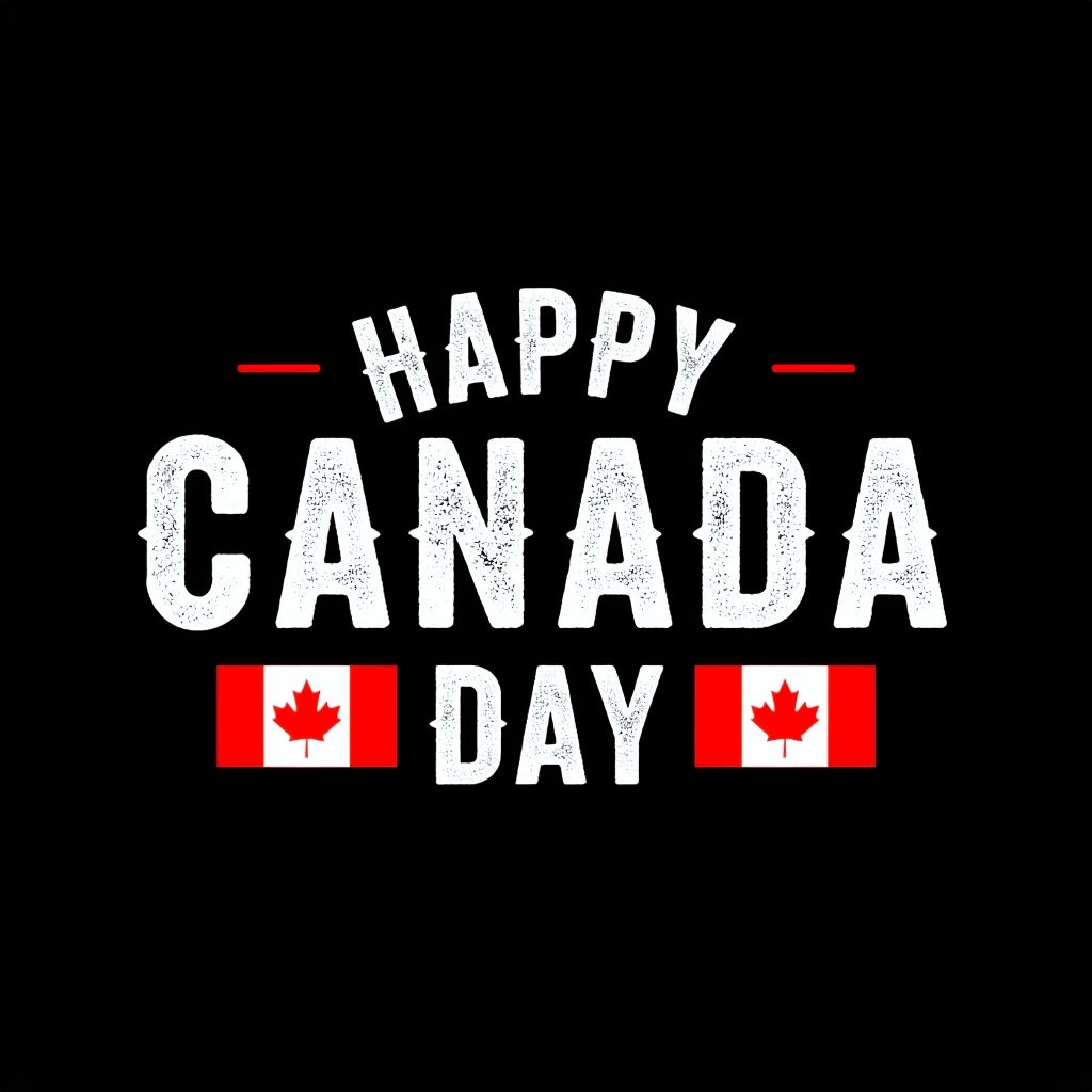 Happy Canada Day Distressed Text with Flags T-Shirt