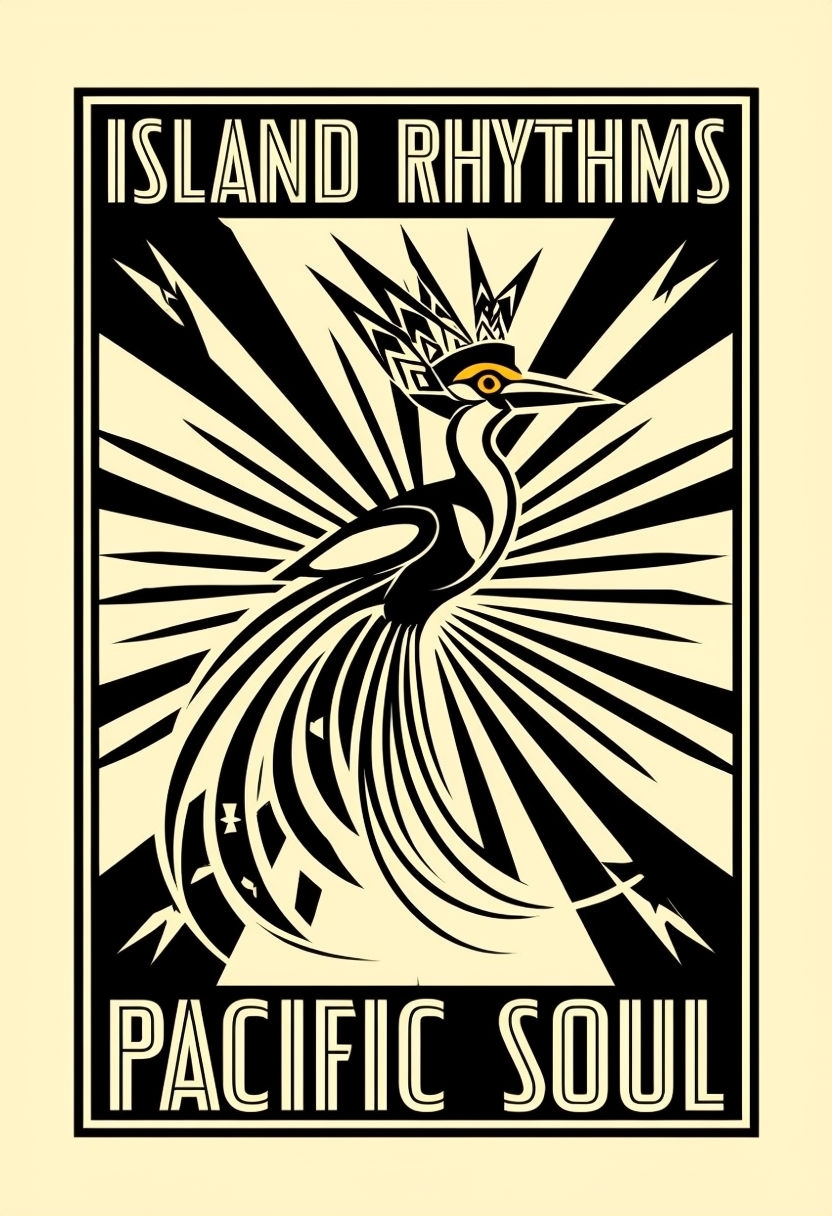 Stylized Bird-of-Paradise Island Rhythms Graphic Art Poster