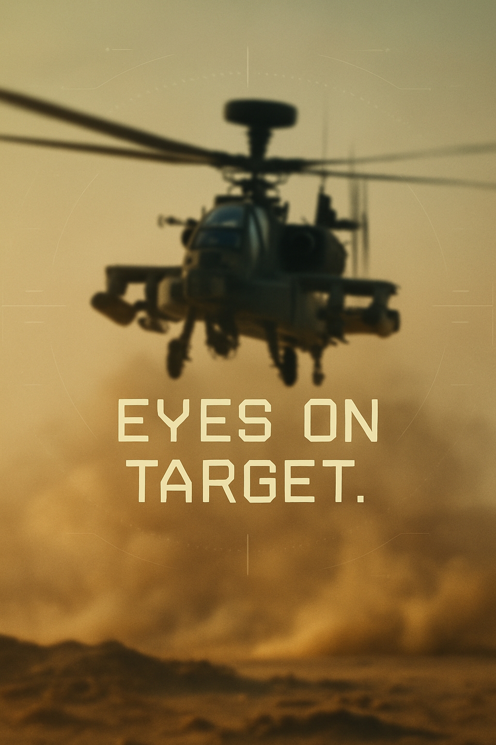 Dramatic Apache Helicopter Flying Over Desert Landscape Mobile Wallpaper
