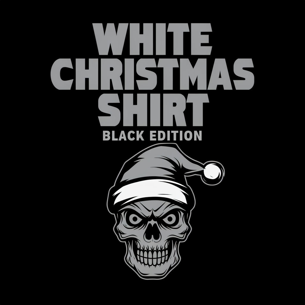 Bold Black Edition Skull Santa Hat T-Shirt Design