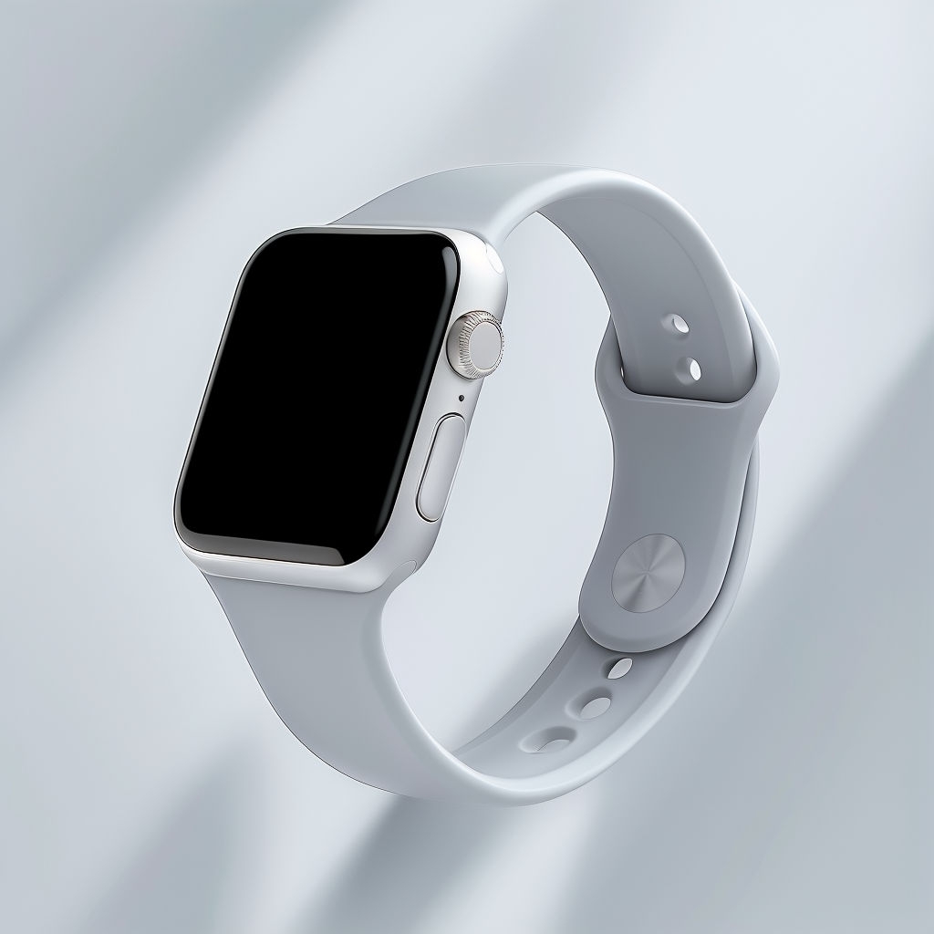 Sleek Apple Watch with Gray Silicone Strap Product Mockup