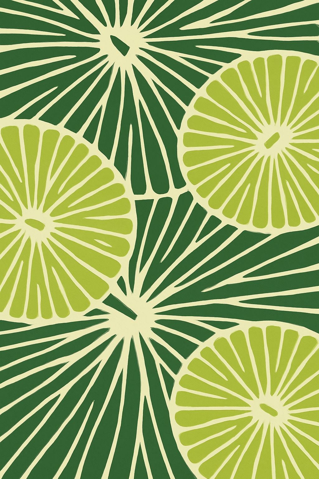 Vibrant Abstract Lime Slices on Forest Green Background Poster