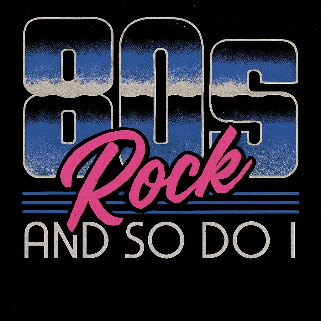 Retro 80s Rock Graphic Design T-Shirt