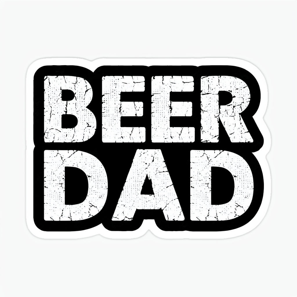 Bold Beer Dad Distressed Text Urban Sticker Design