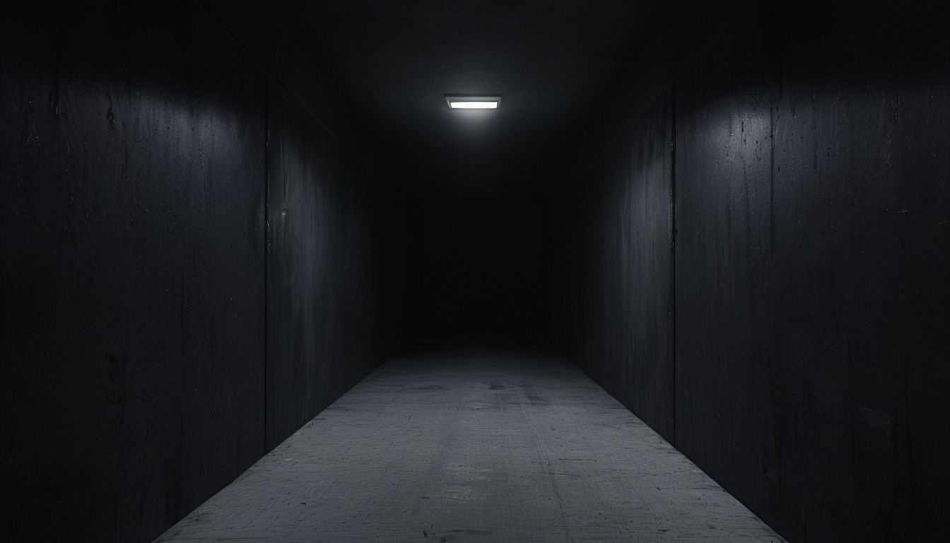 Dark Minimalist Hallway with Central Light Fixture Virtual Backgrounds