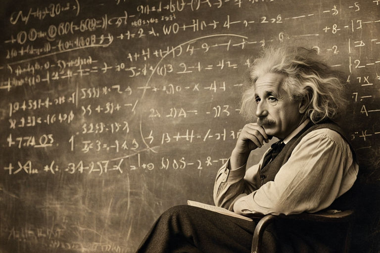 Albert Einstein seated with his iconic wild hair by Andreas von ...