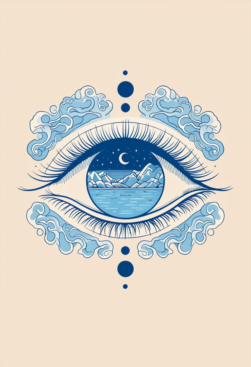 Stylized Eye with Landscape Scene Elegant T-Shirt