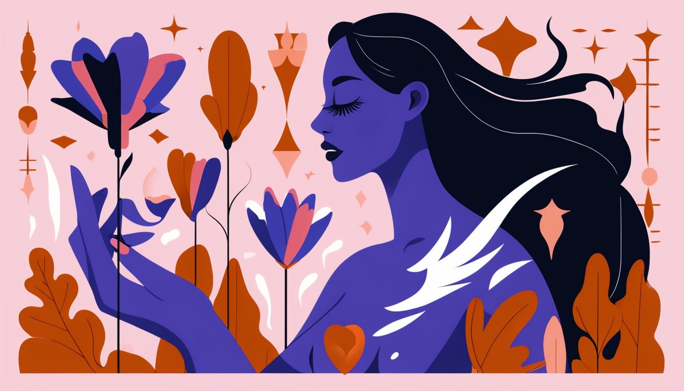 Serene Modern Abstract Illustration with Floral Elements Background