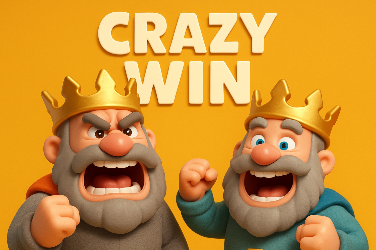 Animated Cartoon Kings Celebrating Crazy Win Social Media Post