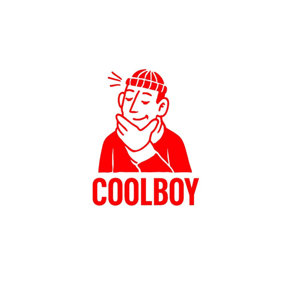 Red Minimalist Coolboy Character Logo Design