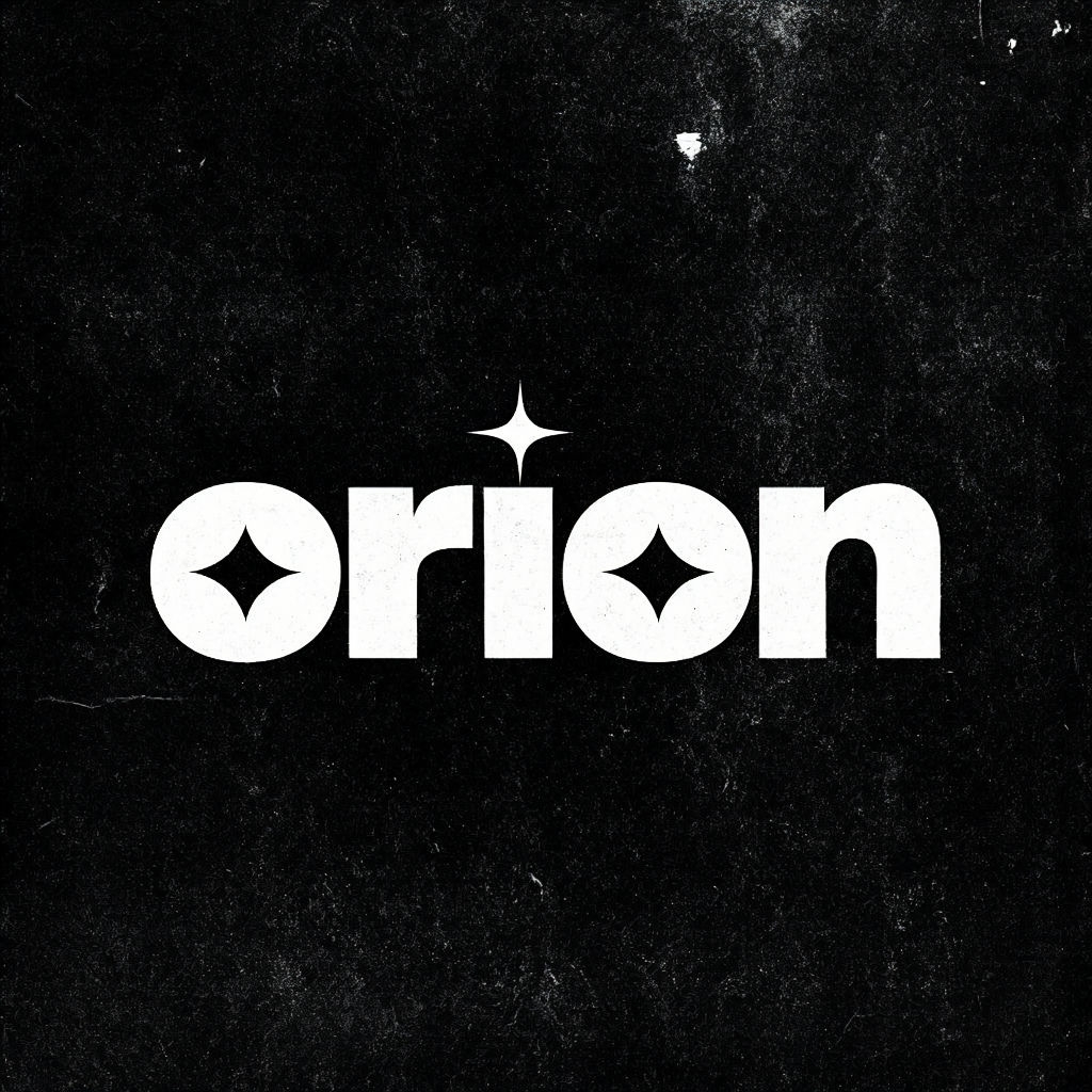 Minimalist Orion Typography with Star Cutouts Logo