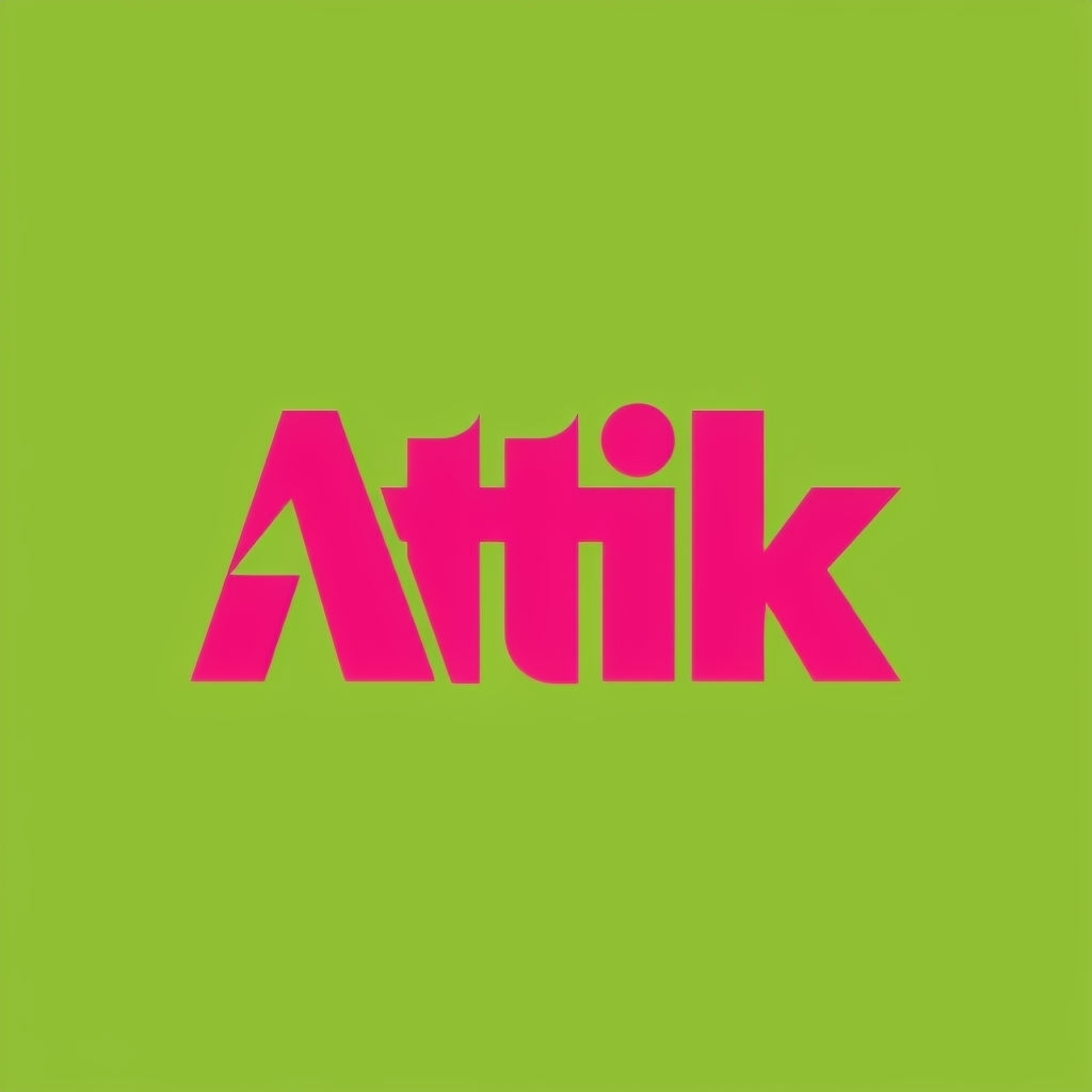 Vibrant Magenta Attik Minimalist Logo Design on Lime Green Background